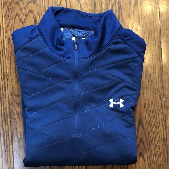 UNDER ARMOUR Quarter Zipper Blue Stripe Pullover Sz Large - Picture 8 of 11